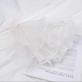 Ivory pleated mesh fabric with wavy pearl edges for Christmas DIY and wedding decor - White 28cm*4.5 Yards / White