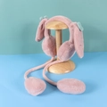 Pink plush rabbit ear earmuffs with sequins and moving airbag for winter warmth - One Size / Carrot-Dusty Pink