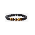 8mm Armband mit natürlichen schwarzen Lavasteinen und Tigerauge Perlen für Damen und Herren - Lavastein & Tigerauge