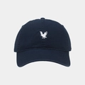 Close-up of precise white eagle embroidery on navy blue cotton twill baseball cap - Adjustable / Navy Blue