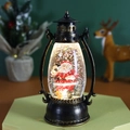 Bronze vintage Christmas lantern with Santa Claus figurine and sparkling snow globe light - Santa Claus