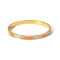 18k gold-plated stainless steel bangle with colorful enamel geometric wave patterns - Pink Purple Wave Pattern(TB7032-2)