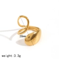 Golden geometric snake-shaped open stainless steel ring with 28mm height and 3.3g weight - Snake Style (TR4322)