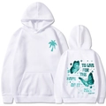 Sweat à capuche blanc avec logo palmier et motif papillon avec texte artistique - S / Hauts / Blanc Slogan V3