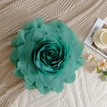 3D dark green tulle flower decorative pillow cover in rose shape for sofa and bedroom - Dark Forest Green (No Core)
