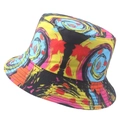 Cappello a secchiello reversibile tie-dye con graffiti colorati e stampe di foglie d'acero - 58cm / Foglia d'Acero Graffiti Vortex (Colore 20)