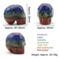 Handcrafted 7-layer natural crystal skull figurine featuring amethyst and lapis lazuli - 30mm Crystal Skull