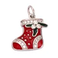 Gold-plated Christmas stocking pendant with red enamel and sparkling zircon stones - Silver Sock M844375W