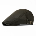 Deep olive green breathable mesh newsboy cap with adjustable bronze buckle for men - Army Green