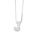 Silver letter J necklace with white zirconia micro-pave pendant and box chain - Letter J / Silver