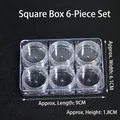 6-piece transparent nail art organizer set with dimensions 9cm x 6.1cm x 1.8cm for storage - Square Box 6-Piece Set (6.1*9*1.8cm)