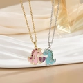Magnetic dinosaur matching necklaces for couples with heart pendant and luxury background - Dinosaur Love Heart