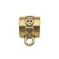 Golden heart-engraved alloy pendant bail connector for DIY bracelets and necklaces - 14023-Gold Three Hearts