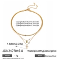Collier multicouche en acier doré avec pendentif carré en zircon vert et croix - Style Pendentif Croix Triple Couche et Pierre Verte (JDN2407046-8) / Or