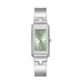 Orologio elegante quadrato da donna in acciaio argento con quadrante verde raggio - Argento Verde