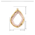 Detailed view of teardrop pendant dimensions 27x18mm and material specifications - YE228-Gold Frame Light Pink Beads Waterdrop