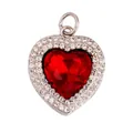Elegant gold-plated red heart crystal pendant necklace with white zircon halo accents - Navy Blue M847423-w Gold