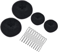 Hair styling set with black sponge bun makers and wave metal hair pins on white background - Black Premium Set / Black