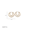 Detailed size measurement of golden heart hoop earrings with height and width dimensions - Double Layer Heart Streamline