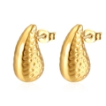 Water drop earrings with hammered texture in 18K gold plated stainless steel - Hammered Finish / Gold