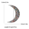 Spilla a mezzaluna argentata con strass colorati, misura 5,4 cm per 3,5 cm - Colorato