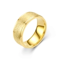 Detail view of gold matte frosted titanium steel ring with polished edges - US 6 / 8mm Wide Frosted Gold