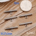 5pcs silver stainless steel T-bar toggle clasps for DIY jewelry making 27x3mm - Silver Extended Smooth Style (KLJ194-Z)