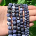 Matte Amazonite blue stone round beads for DIY jewelry making in multiple sizes - Frosted Old Blue Lace Stone / 6mm/1 Piece Approximately 63 Pieces/21g
