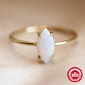 Elegant S925 sterling silver ring with marquise opal stone and gold plated finish - US 7 / Gold