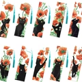 Set di 10 segnalibri 5D fai-da-te con diamanti, gatti neri e papaveri arancioni vivaci - Gatto Nero e Papavero (SQ-129) - Set di 10