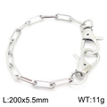 Silver stainless steel square chain bracelet with dual lobster clasps, 200x5.5mm size - Bracelet / Silver
