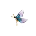 Detailed view of butterfly brooch with blue-purple wings and sparkling crystals - Small Dragonfly Blue