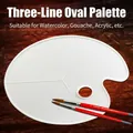 White oval plastic palette with thumb hole and three sections for art painting - Large Oval Palette / 27.5*38.5cm