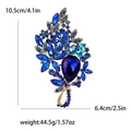 Elegant vintage style large blue rhinestone floral brooch with gold finish for women - Blue