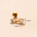Orecchino a perno dorato per cartilagine con pietra di luna e zircone, 1,4 cm - Oro 1# Pietra Triangolare