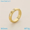 5mm breiter 18K vergoldeter Edelstahlring mit fünf Diamanten in den Größen 6 bis 9 - US 6 / Gold