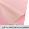 Two-tone pink waterproof bouquet wrapping paper in 56x56cm size 20 sheets per pack - Bright Pink + Deep Pink