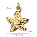 Golden starfish pendant in stainless steel with embossed dots, 1.6cm height, 0.9g weight - BXGPJ093-3D Textured Starfish Pendant