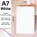 White A7 PU leather pocket notebook with 100 sheets of premium 80g dowling paper - A7 (No Buckle / 100 Sheets) / White