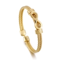 Bracelet câble en acier tressé doré avec symbole infini au design moderne et chic - Bracelet Jonc Câble Symbole Infini (KB161760-KLHQ) / Doré