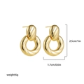 Golden hollow geometric hoop earrings with twisted rope texture and 2.5cm height - Spiral Rope Twisted Door Knocker Earrings (22265_14)