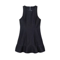 Vestido corto de mezclilla azul oscuro sin mangas con dobladillo de volantes en capas - XS / Azul oscuro