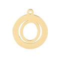 Minimalist gold stainless steel circular pendant with a hollow geometric design - Letter O