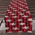 Christmas table runner with red and black buffalo plaid and white snowflake patterns - 33*183cm / ZQ04-7 (Red Black Plaid Snow)