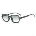 Gafas de sol cuadradas azul gris oscuro con lentes degradadas verdes y marco retro - Marco Negro Lentes Degradado Verde