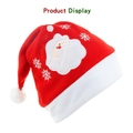 Gorro de Navidad rojo clásico con ribete de felpa y bordado de Papá Noel y nieve - Papá Noel