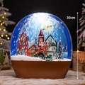 30cm Christmas snow globe globe lamp featuring Santa Claus and winter village scenery - Snowing Pebble Lamp Bronze