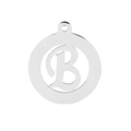 Silver stainless steel hollow circular pendant with letter B for DIY necklace making - Letter B