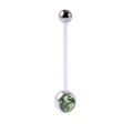 Flexibler Bauchnabelpiercing für Schwangere mit grünem Edelstein und Silberkugel - Olivgrün