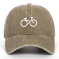 Washed cotton baseball cap with bicycle infinity logo embroidery in tan color - One Size / Khaki